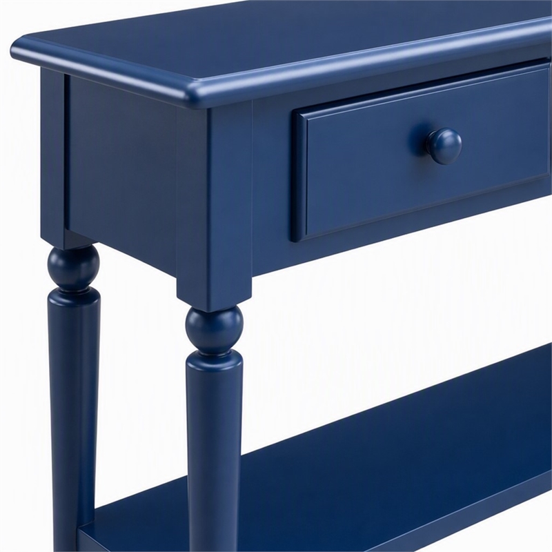 Pemberly Row Coastal Hall Console Table with Drawer in Navy Blue