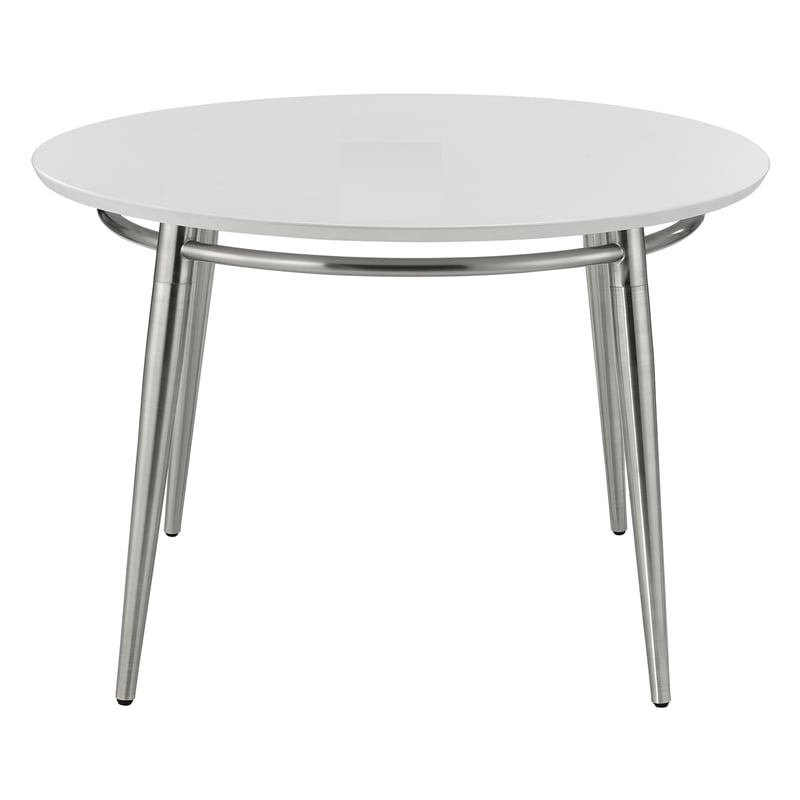 Pemberly Row Brooklyn Round Coffee Table with Brushed Nickel Frame