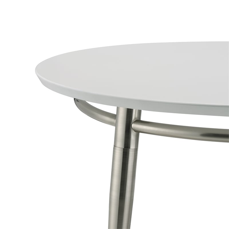 Pemberly Row Brooklyn Round Coffee Table with Brushed Nickel Frame
