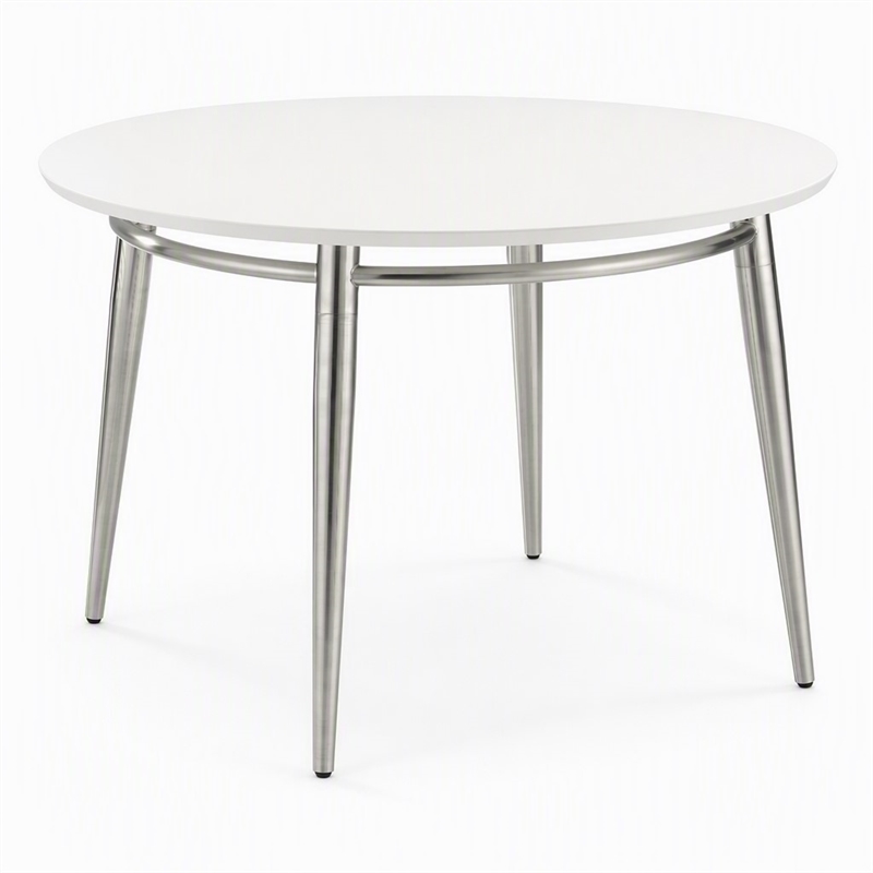 Pemberly Row Brooklyn Round Coffee Table with Brushed Nickel Frame