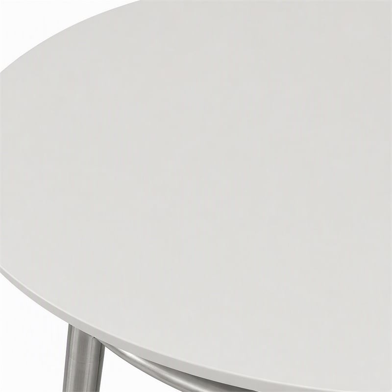 Pemberly Row Brooklyn Round Coffee Table with Brushed Nickel Frame