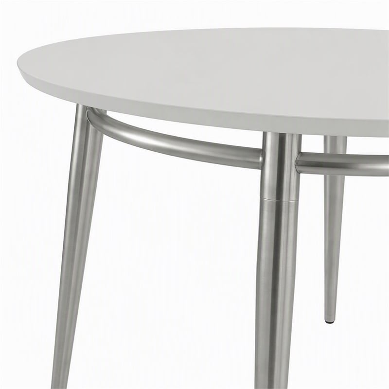Pemberly Row Brooklyn Round Coffee Table with Brushed Nickel Frame