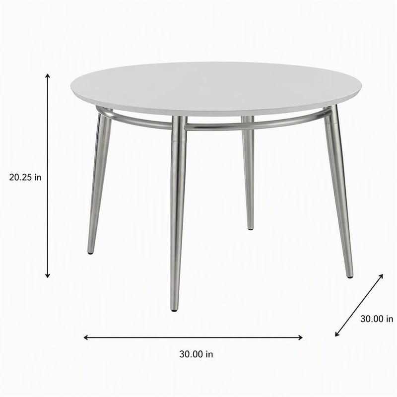 Pemberly Row Brooklyn Round Coffee Table with Brushed Nickel Frame