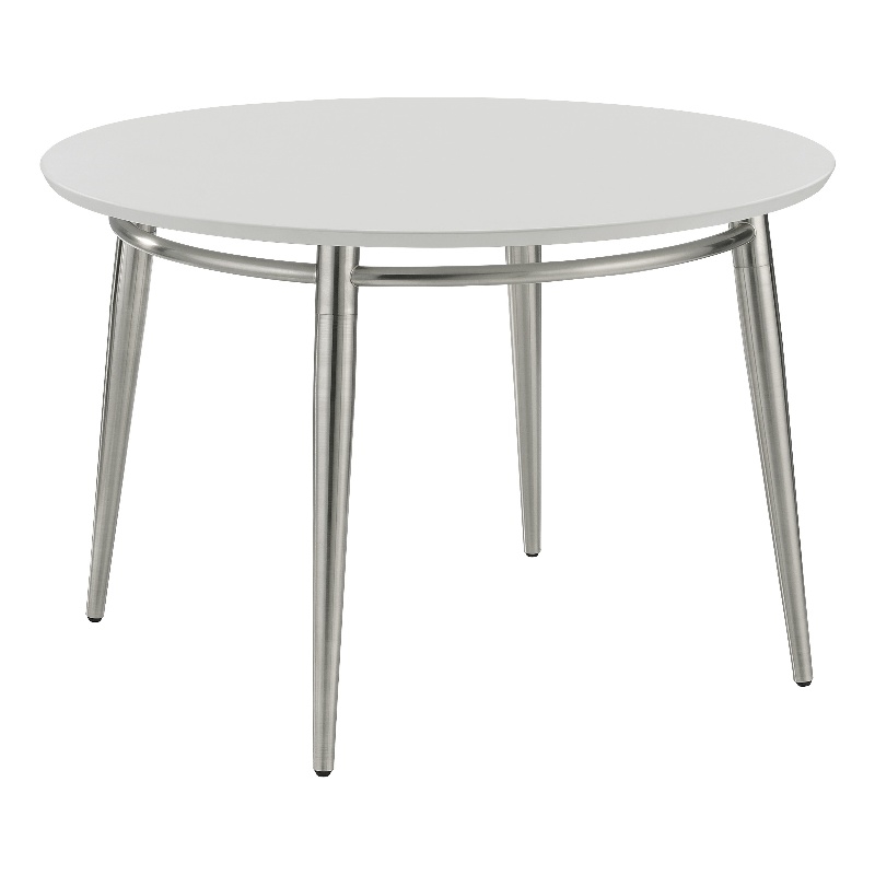 Pemberly Row Brooklyn Round Coffee Table with Brushed Nickel Frame