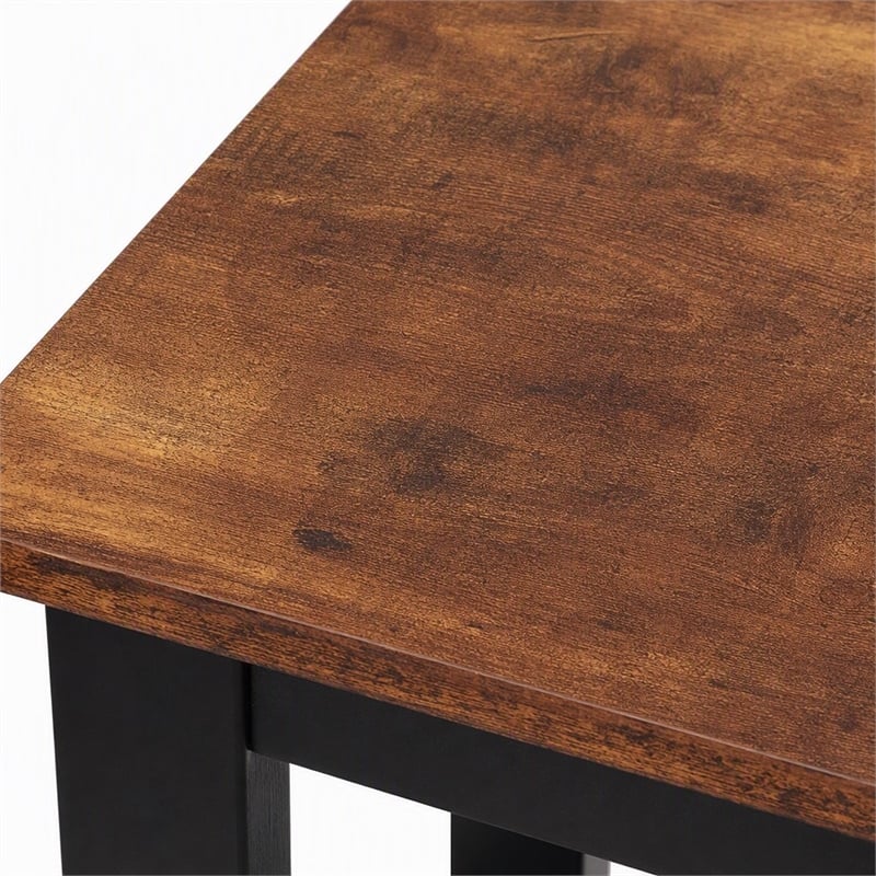 Pemberly Row Baja Chairside End Table with Shelf in Black