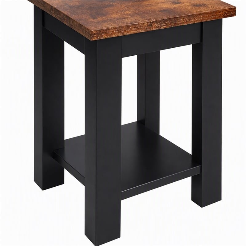 Pemberly Row Baja Chairside End Table with Shelf in Black