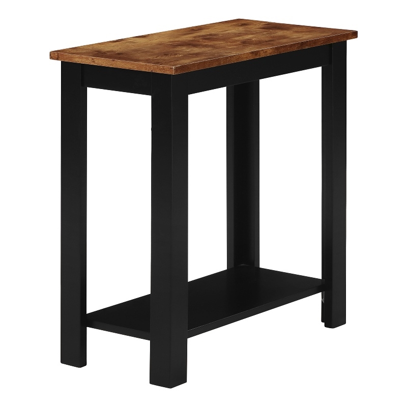 Pemberly Row Baja Chairside End Table with Shelf in Black