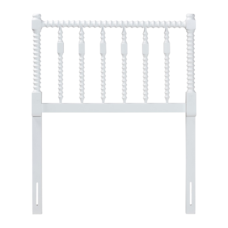 Pemberly Row Juliette Turned Spindle Wood Twin Headboard in White