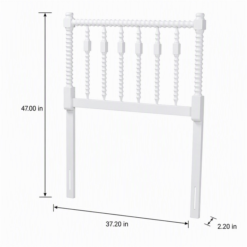 Pemberly Row Juliette Turned Spindle Wood Twin Headboard in White