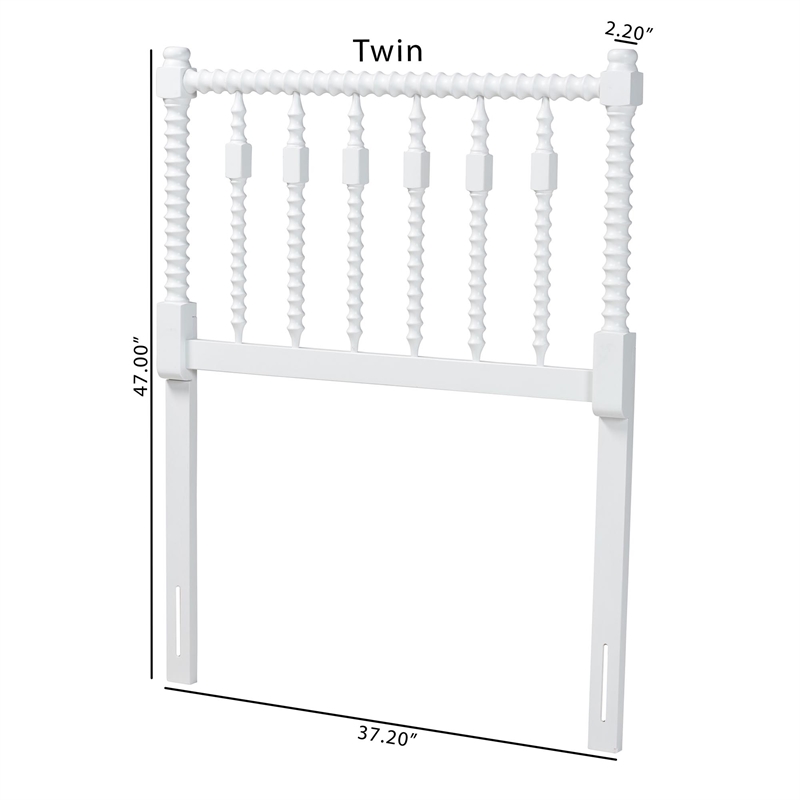 Pemberly Row Juliette Turned Spindle Wood Twin Headboard in White