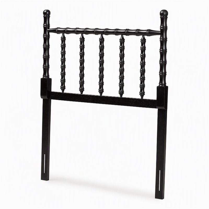 Pemberly Row Twin Black Headboard with Bamboo-Inspired Spindle Design