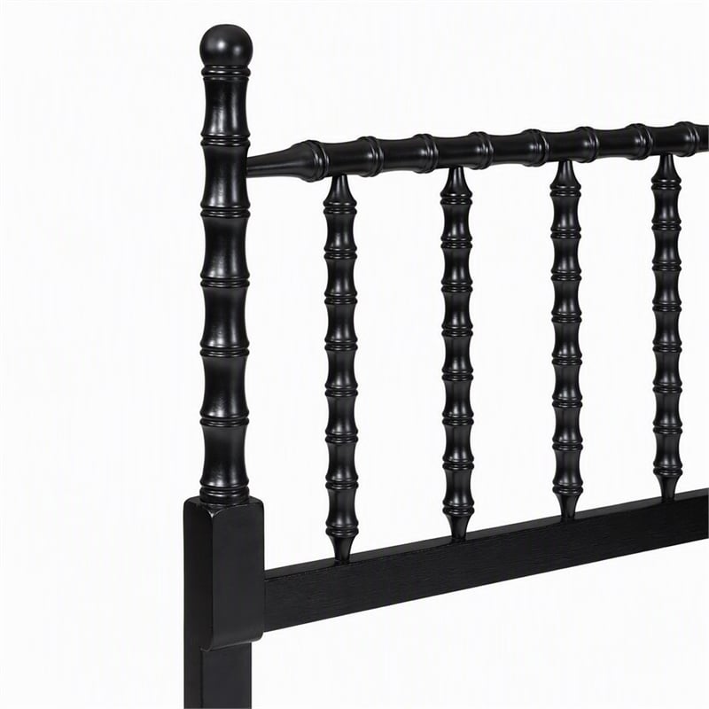 Pemberly Row Twin Black Headboard with Bamboo-Inspired Spindle Design