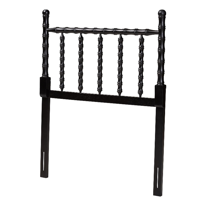 Pemberly Row Twin Black Headboard with Bamboo-Inspired Spindle Design