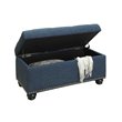 Pemberly Row Storage Ottoman with Nailhead Trim in Blue Fabric