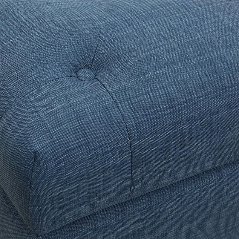 Pemberly Row Storage Ottoman with Nailhead Trim in Blue Fabric