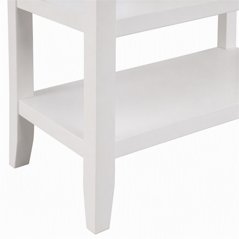 Pemberly Row End Table with Shelves in White Wood Finish 18 in x 18 in x 24 in