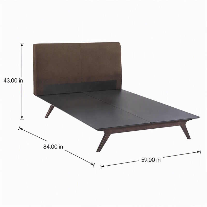 Pemberly Row Queen Platform Bed in Cappuccino Brown with MDF and Rubberwood