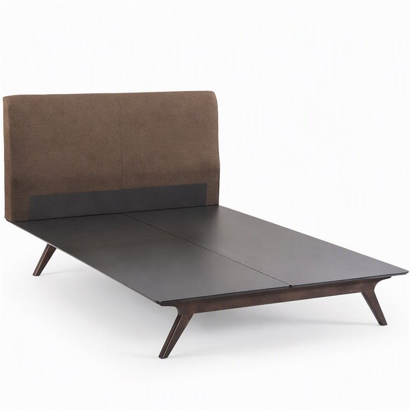 Pemberly Row Queen Platform Bed in Cappuccino Brown with MDF and Rubberwood