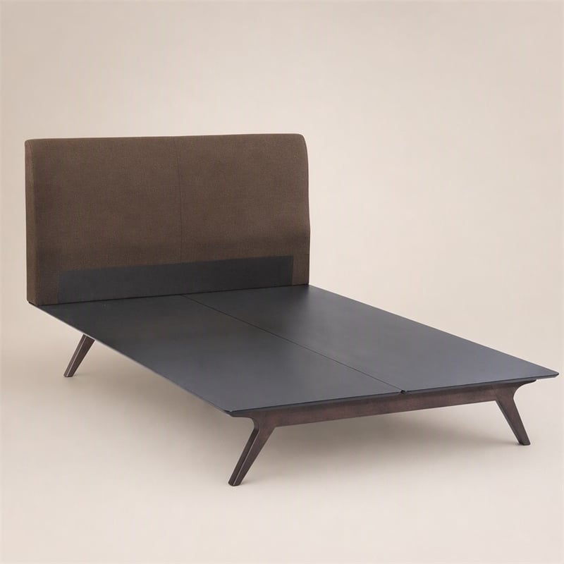 Pemberly Row Queen Platform Bed in Cappuccino Brown with MDF and Rubberwood