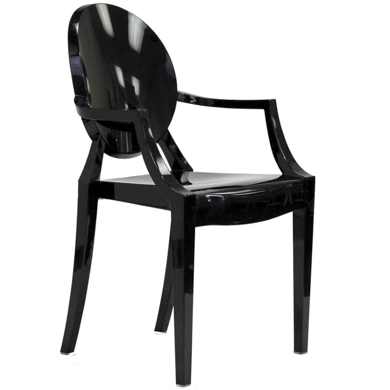 Pemberly Row Polycarbonate Armchairs Black Set of 2 for Indoor/Outdoor Use