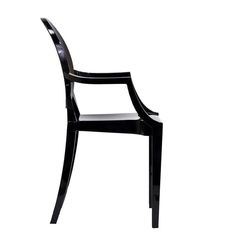 Pemberly Row Polycarbonate Armchairs Black Set of 2 for Indoor/Outdoor Use