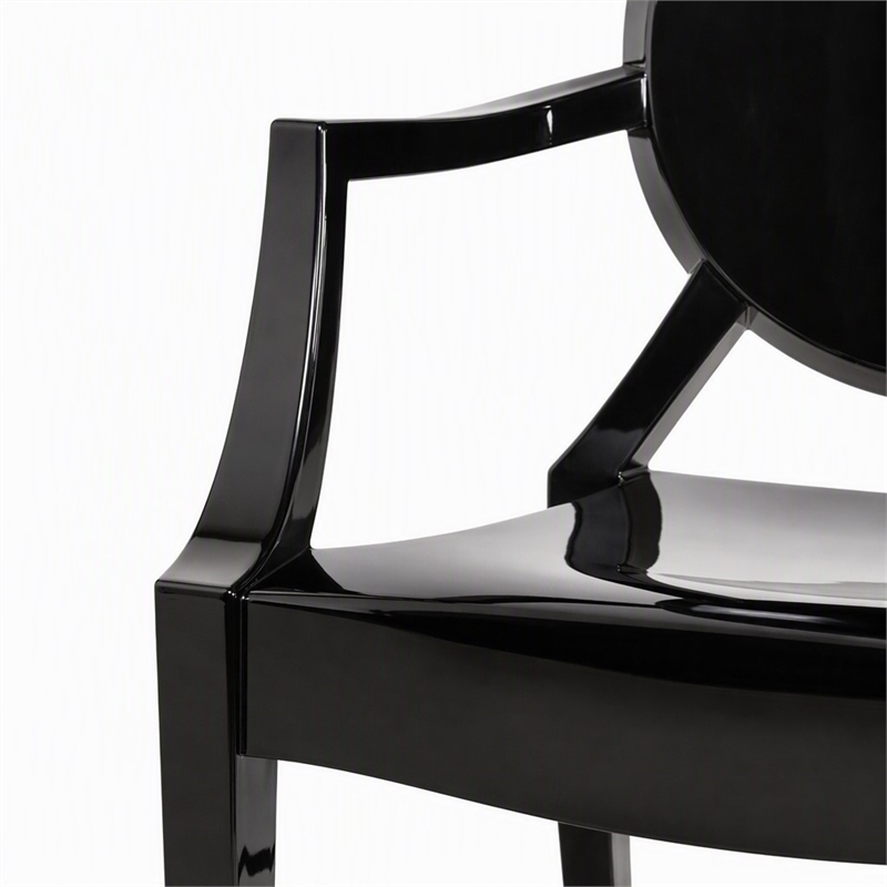 Pemberly Row Polycarbonate Armchairs Black Set of 2 for Indoor/Outdoor Use