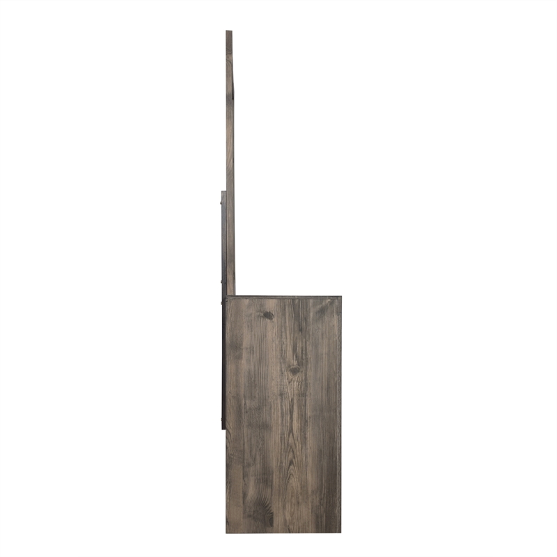 Pemberly Row 2-Piece Dresser and Mirror Set in MDF Wood with Greige Finish