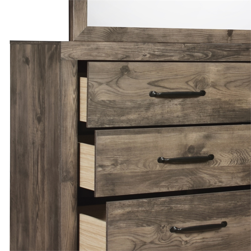 Pemberly Row 2-Piece Dresser and Mirror Set in MDF Wood with Greige Finish