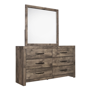 Pemberly Row 2-Piece Dresser and Mirror Set in MDF Wood with Greige Finish