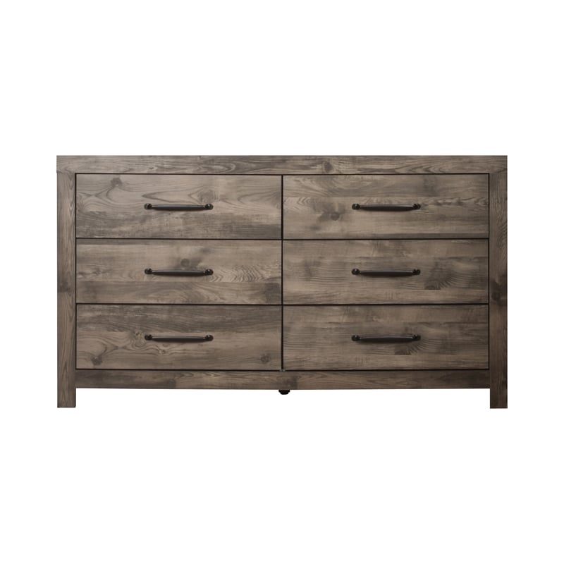 Pemberly Row 6-Drawer Dresser in MDF Wood with Greige Finish