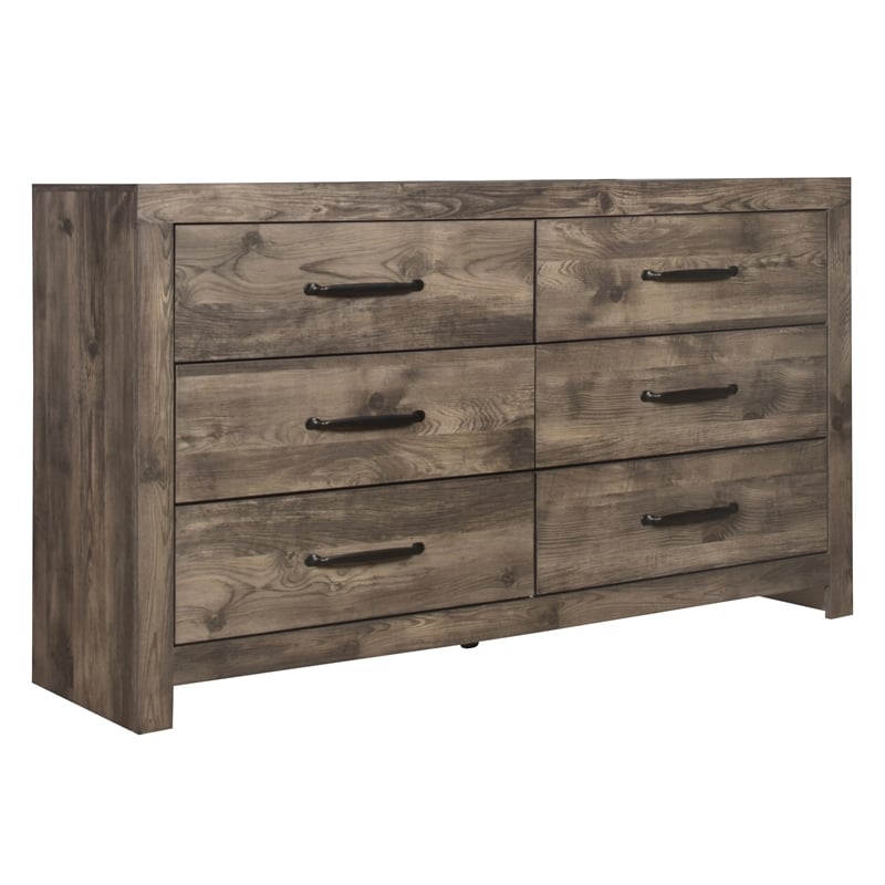 Pemberly Row 6-Drawer Dresser in MDF Wood with Greige Finish