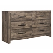 Pemberly Row 6-Drawer Dresser in MDF Wood with Greige Finish
