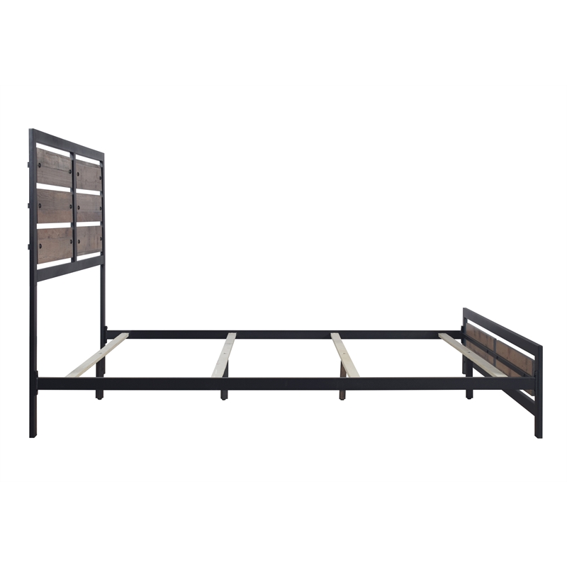 Pemberly Row Solid Wood Full Bed Frame in Rustic Brown Finish