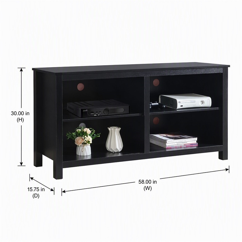 Pemberly Row Montana Highboy TV Stand for TVs up to 65 Inches in Black