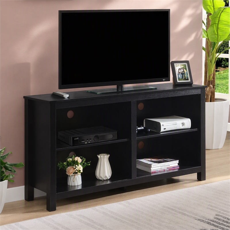 Pemberly Row Montana Highboy TV Stand for TVs up to 65 Inches in Black