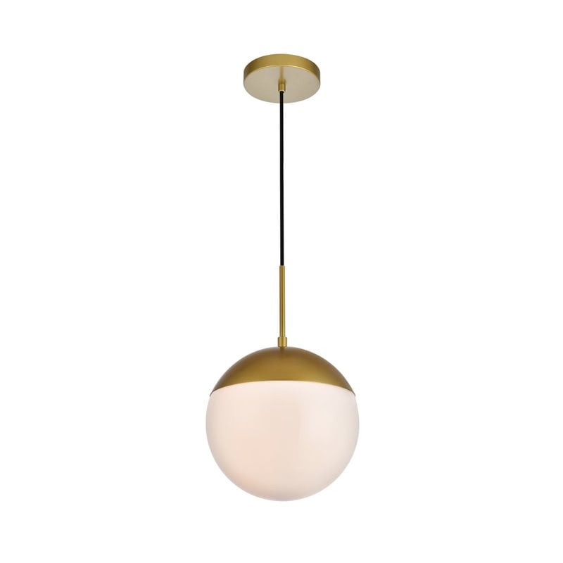 Pemberly Row Eclipse 1-Light Metal and Frosted White Glass Pendant