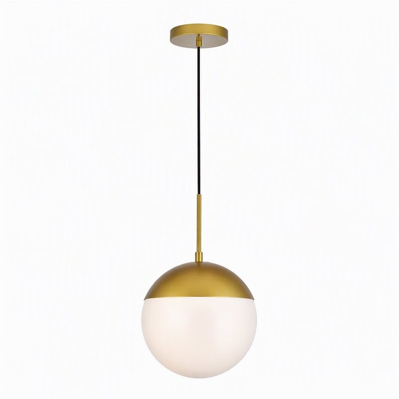 Pemberly Row Eclipse 1-Light Metal and Frosted White Glass Pendant