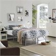 Pemberly Row Queen Metal Bed Frame in Silver with 14