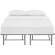 Pemberly Row Queen Metal Bed Frame in Silver with 14