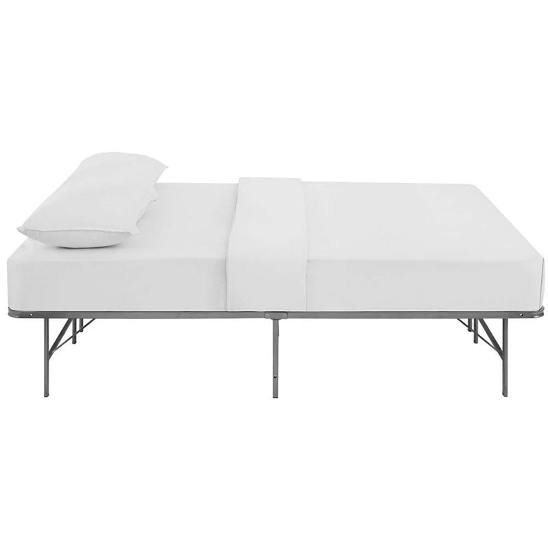 Pemberly Row Queen Metal Bed Frame in Silver with 14