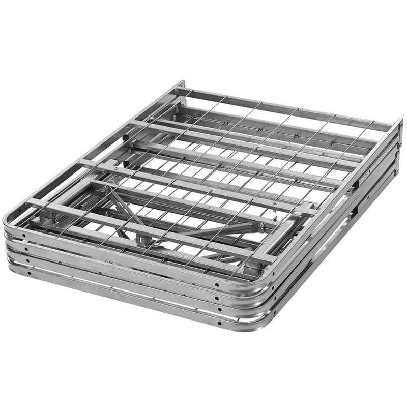 Pemberly Row Queen Metal Bed Frame in Silver with 14