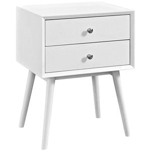 Pemberly Row Wood Nightstand in White with Two Glide Drawers