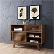 Pemberly Row Modern Particleboard Display Stand in Walnut Finish