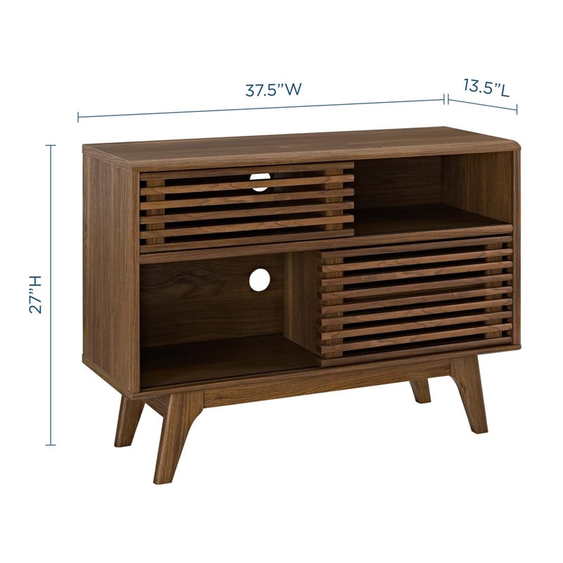 Pemberly Row Modern Particleboard Display Stand in Walnut Finish