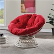 Pemberly Row Swivel Chair with Cream Wicker Frame and Red Cushion