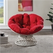 Pemberly Row Swivel Chair with Cream Wicker Frame and Red Cushion