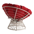 Pemberly Row Swivel Chair with Cream Wicker Frame and Red Cushion