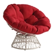 Pemberly Row Swivel Chair with Cream Wicker Frame and Red Cushion