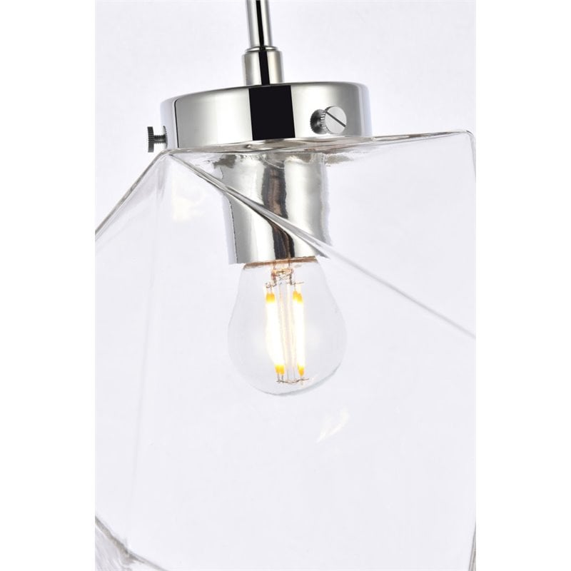 Pemberly Row 1-Light Metal Flush Mount with Clear Glass in Chrome