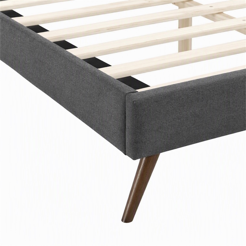 Pemberly Row Full Polyester Fabric Bed Frame with Splayed Legs in Gray Finish